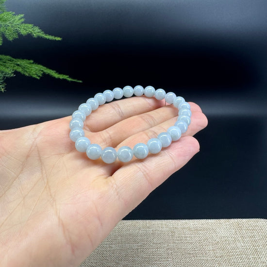 RealJade® Co. Genuine Jadeite Jade Round Lavender Beads Bracelet (7 mm)