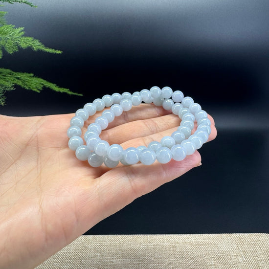 RealJade® Co. Genuine Jadeite Jade Round Lavender Beads Bracelet (7 mm)