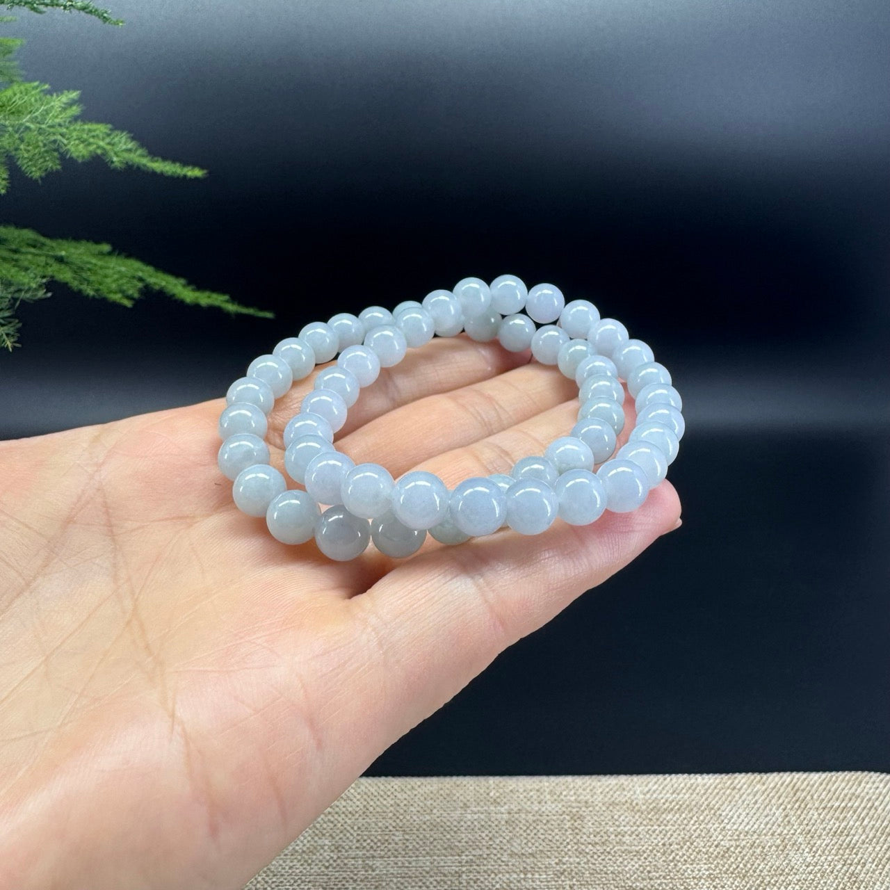 RealJade® Co. Genuine Jadeite Jade Round Lavender Beads Bracelet (7 mm)