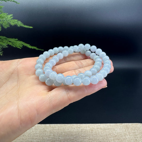 RealJade® Co. Genuine Jadeite Jade Round Lavender Beads Bracelet (7 mm)