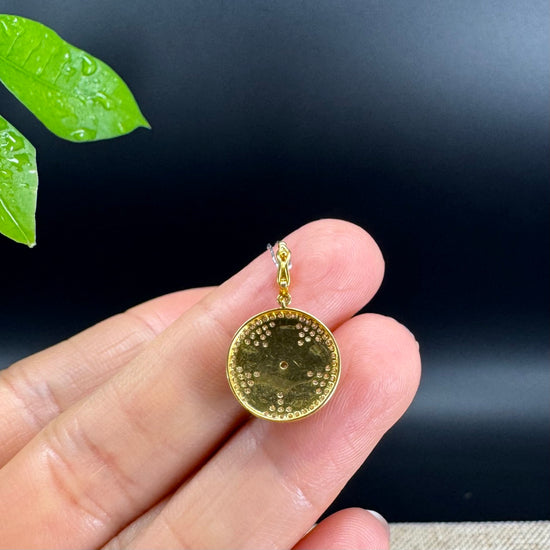 RealJade® 18k Gold Genuine imperial Jadeite Flower Pendant Necklace With Diamond