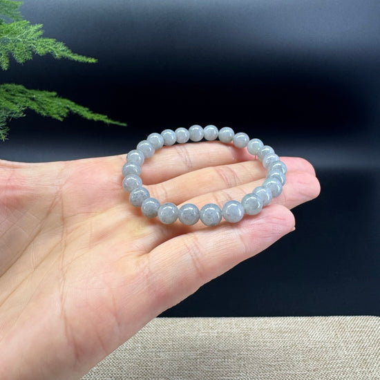 RealJade® Co. Genuine Jadeite Jade Round Lavender Wuji Beads Bracelet (7 mm)