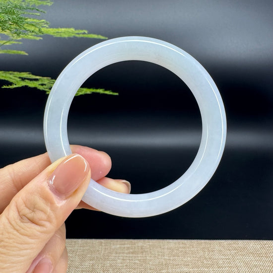 Genuine Burmese Lavender Green Jade Jadeite Bangle Bracelet ( 56.3mm )