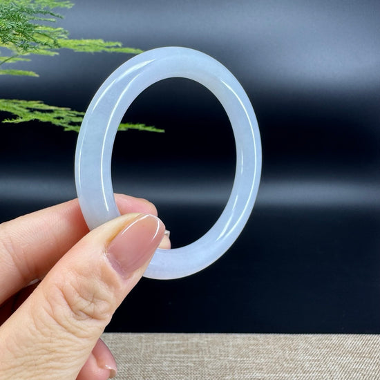 Genuine Burmese Lavender Green Jade Jadeite Bangle Bracelet ( 56.3mm )