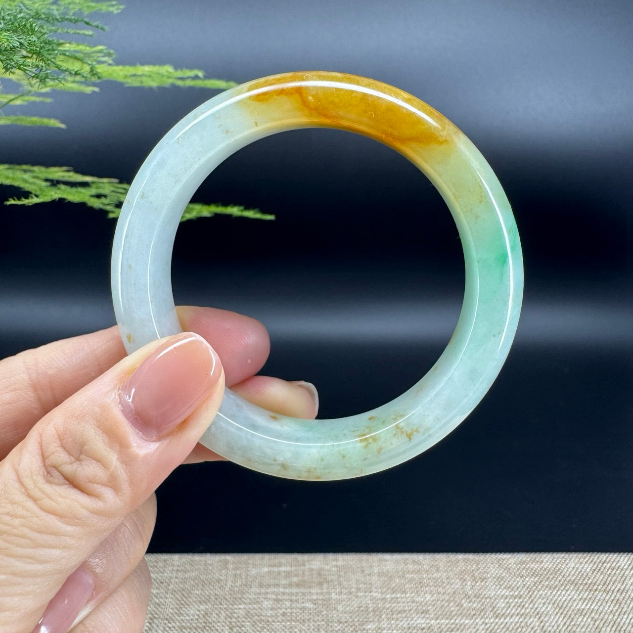 Genuine Burmese  Yellow Green Jade Jadeite Bangle Bracelet (52.6mm)