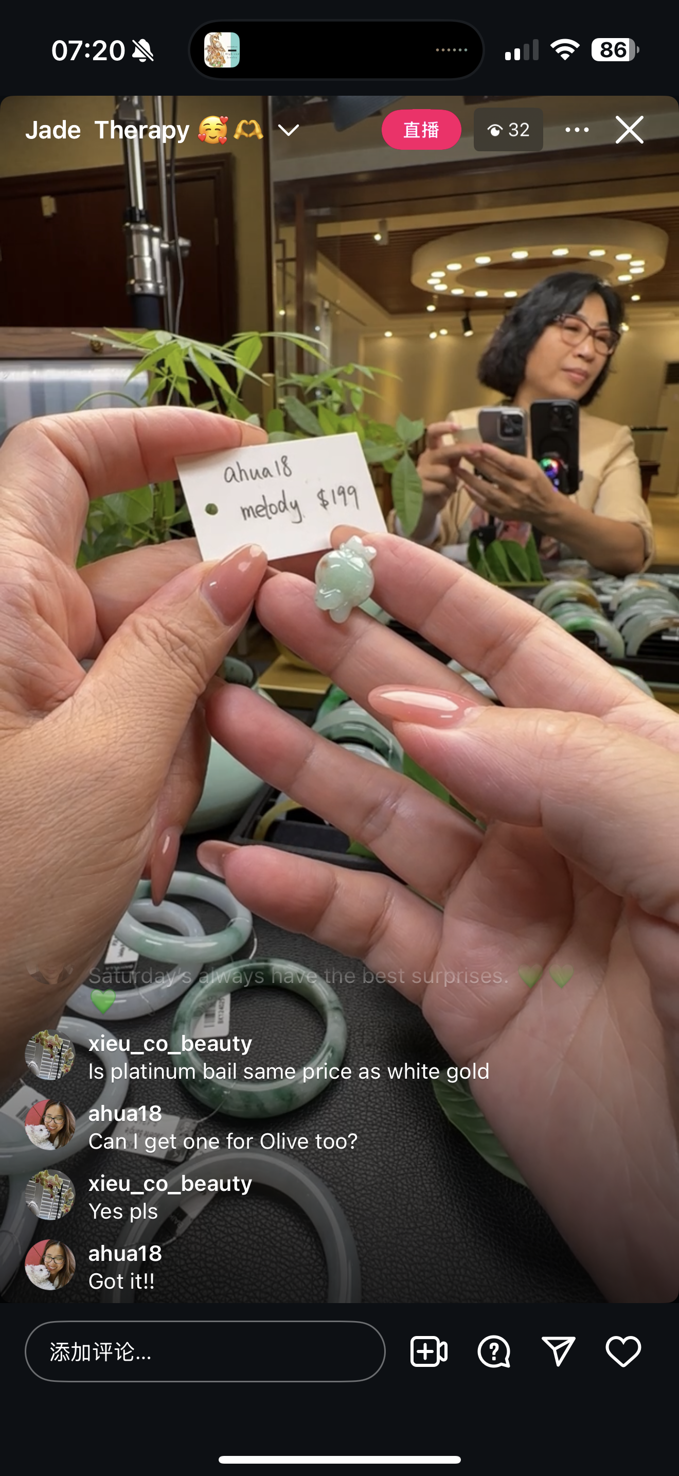 "Live" Natural  Green Jadeite Jade Melody Pendant" (08/16/25)