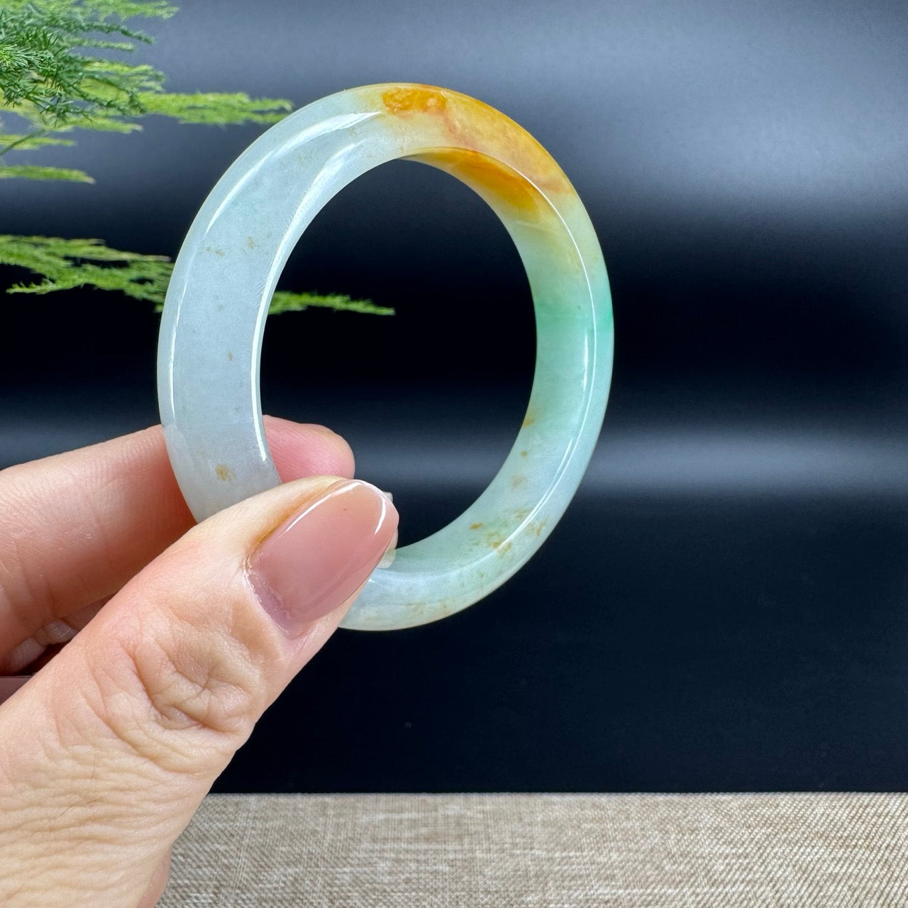 Genuine Burmese  Yellow Green Jade Jadeite Bangle Bracelet (52.6mm)
