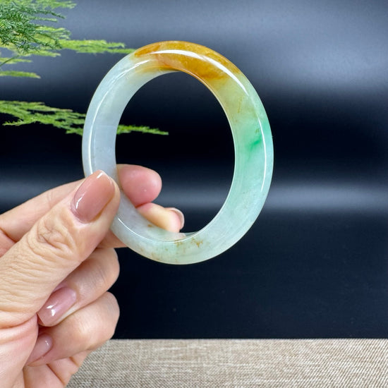 Genuine Burmese  Yellow Green Jade Jadeite Bangle Bracelet (52.6mm)