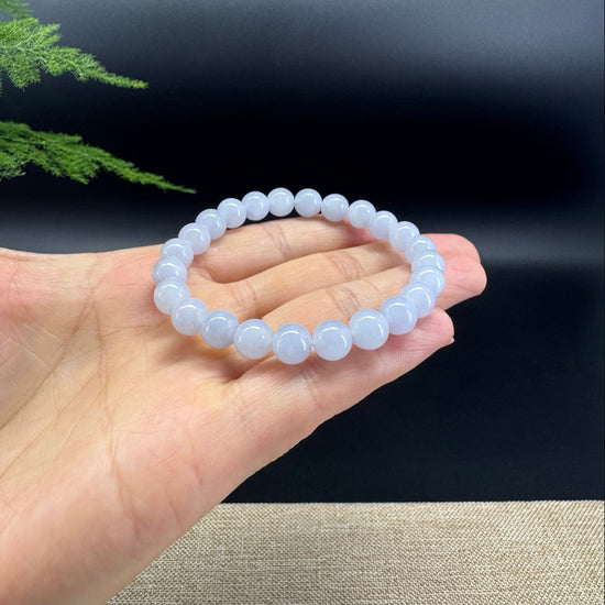 Natural Jadeite Jade Round Lavender Beads Bracelet ( 7.5 mm )