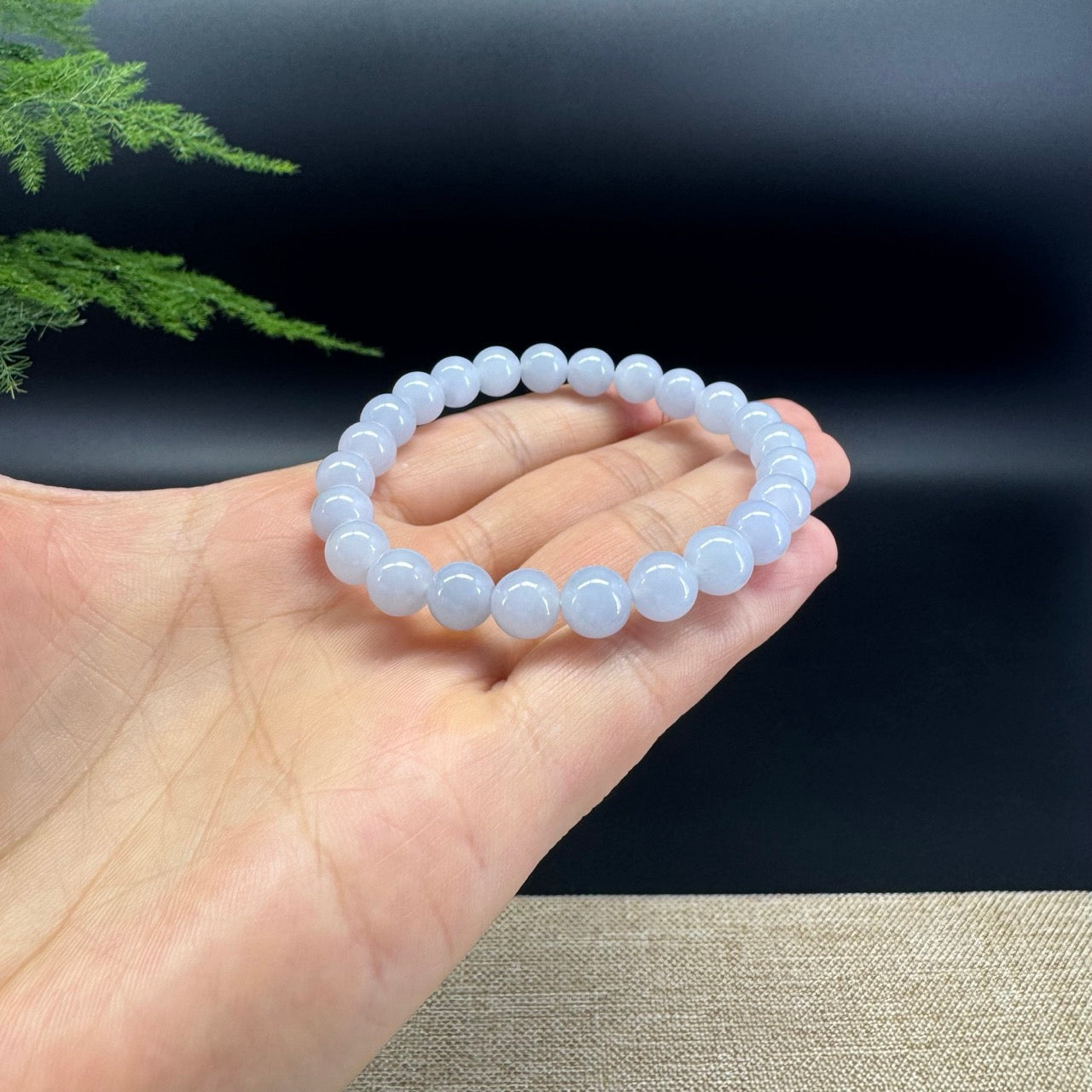 Natural Jadeite Jade Round Lavender Beads Bracelet ( 7.5 mm )