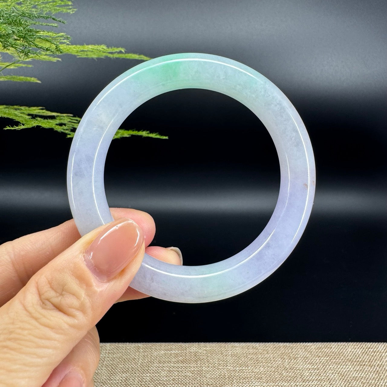 Genuine Burmese Lavender Green  Jade Jadeite Bangle Bracelet ( 55.2mm )