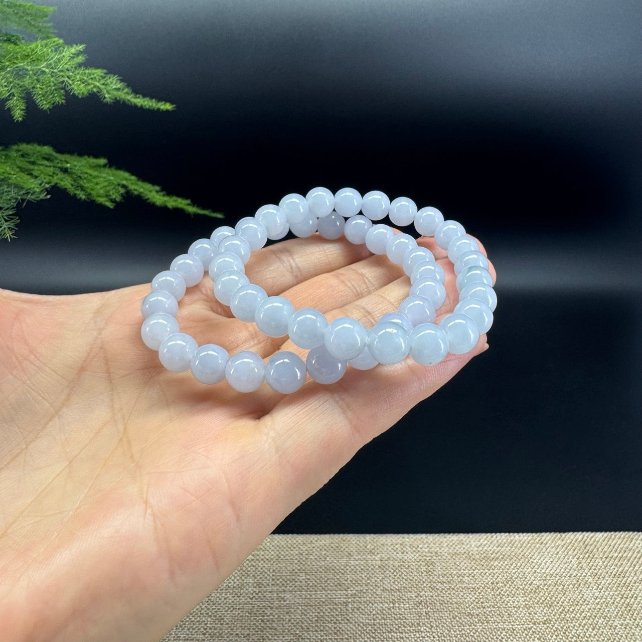 Natural Jadeite Jade Round Lavender Beads Bracelet ( 7.5 mm )