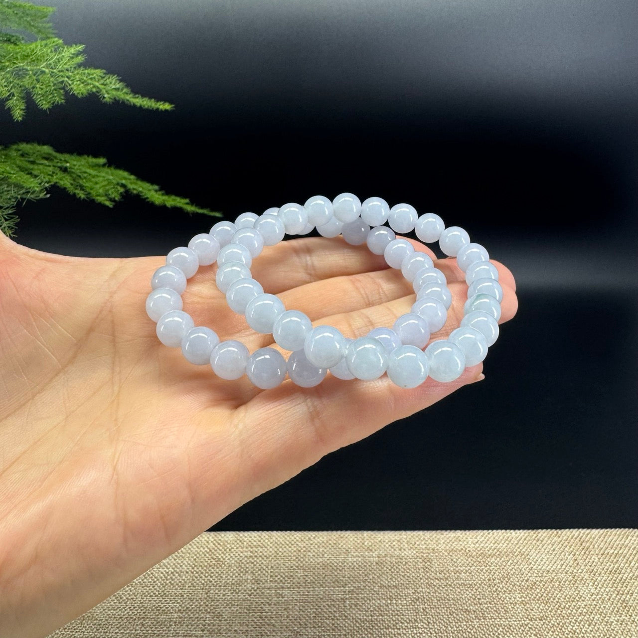 Natural Jadeite Jade Round Lavender Beads Bracelet ( 7.5 mm )
