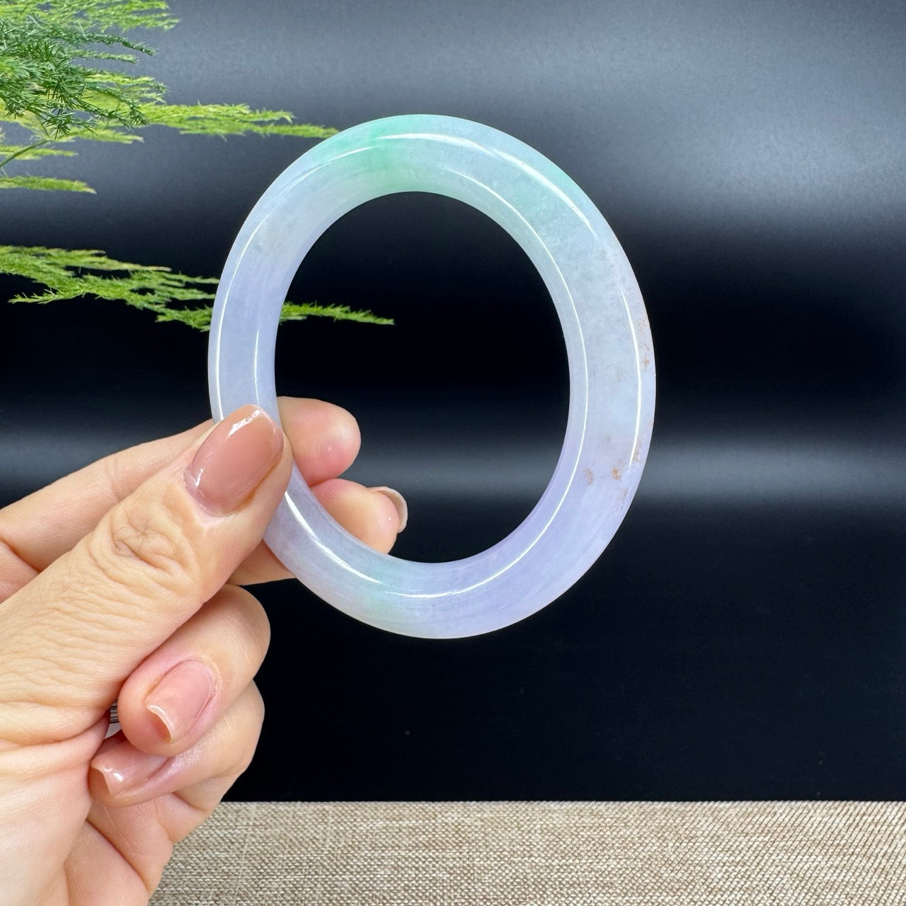 Genuine Burmese Lavender Green  Jade Jadeite Bangle Bracelet ( 55.2mm )