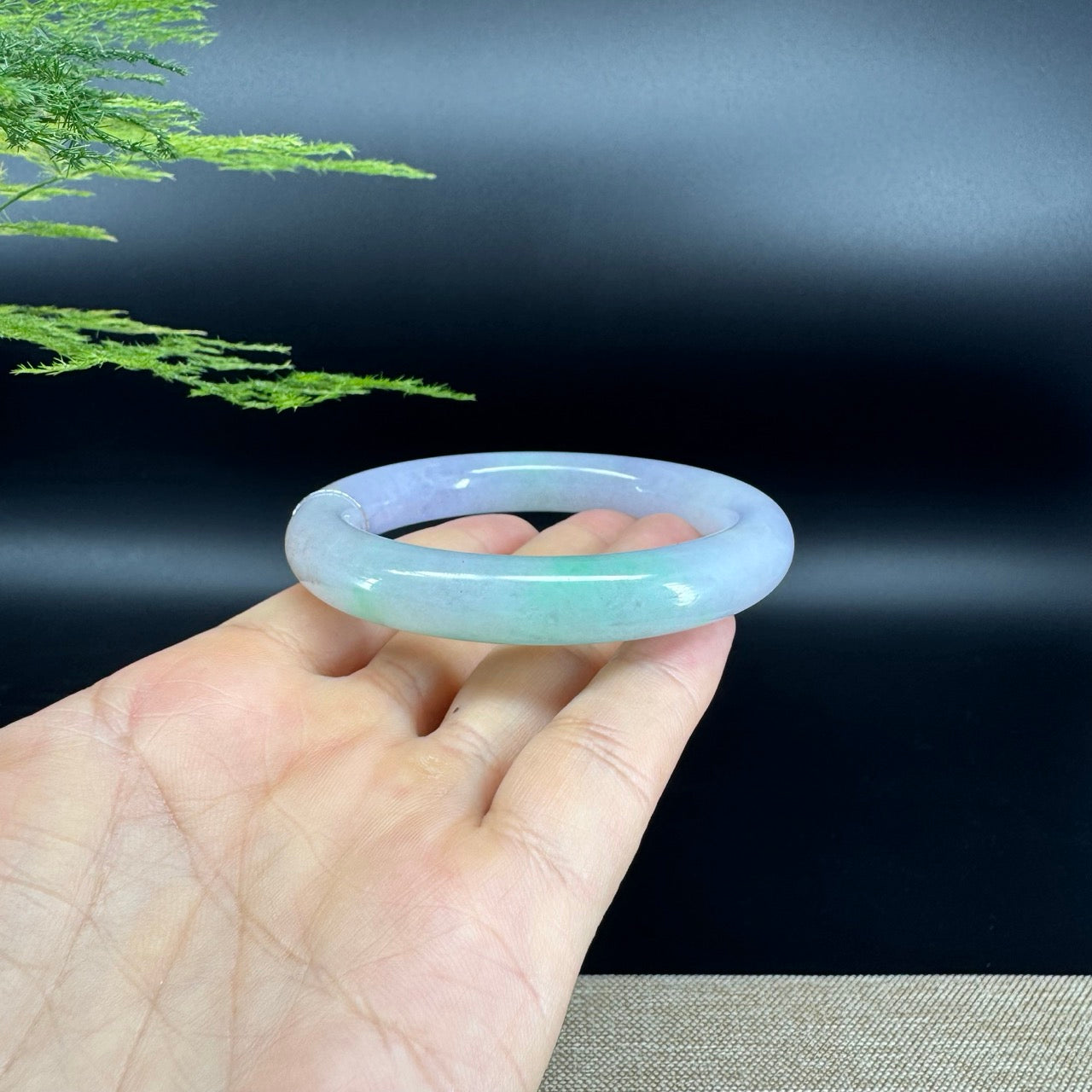 Genuine Burmese Lavender Green  Jade Jadeite Bangle Bracelet ( 55.2mm )