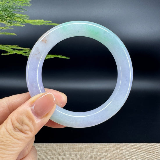 Genuine Burmese Lavender Green  Jade Jadeite Bangle Bracelet ( 55.2mm )