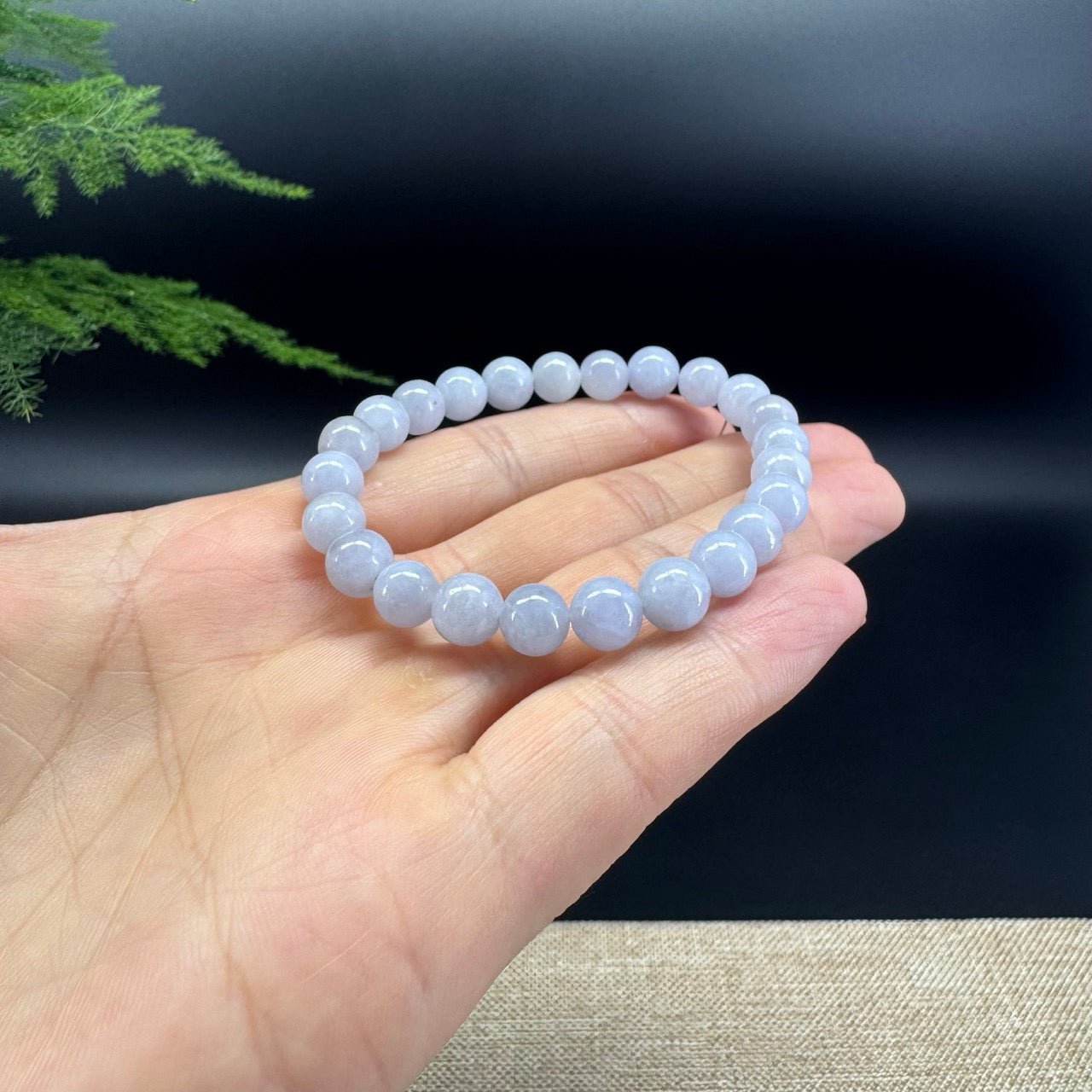 Natural Jadeite Jade Round Lavender Beads Bracelet (7.5 mm)