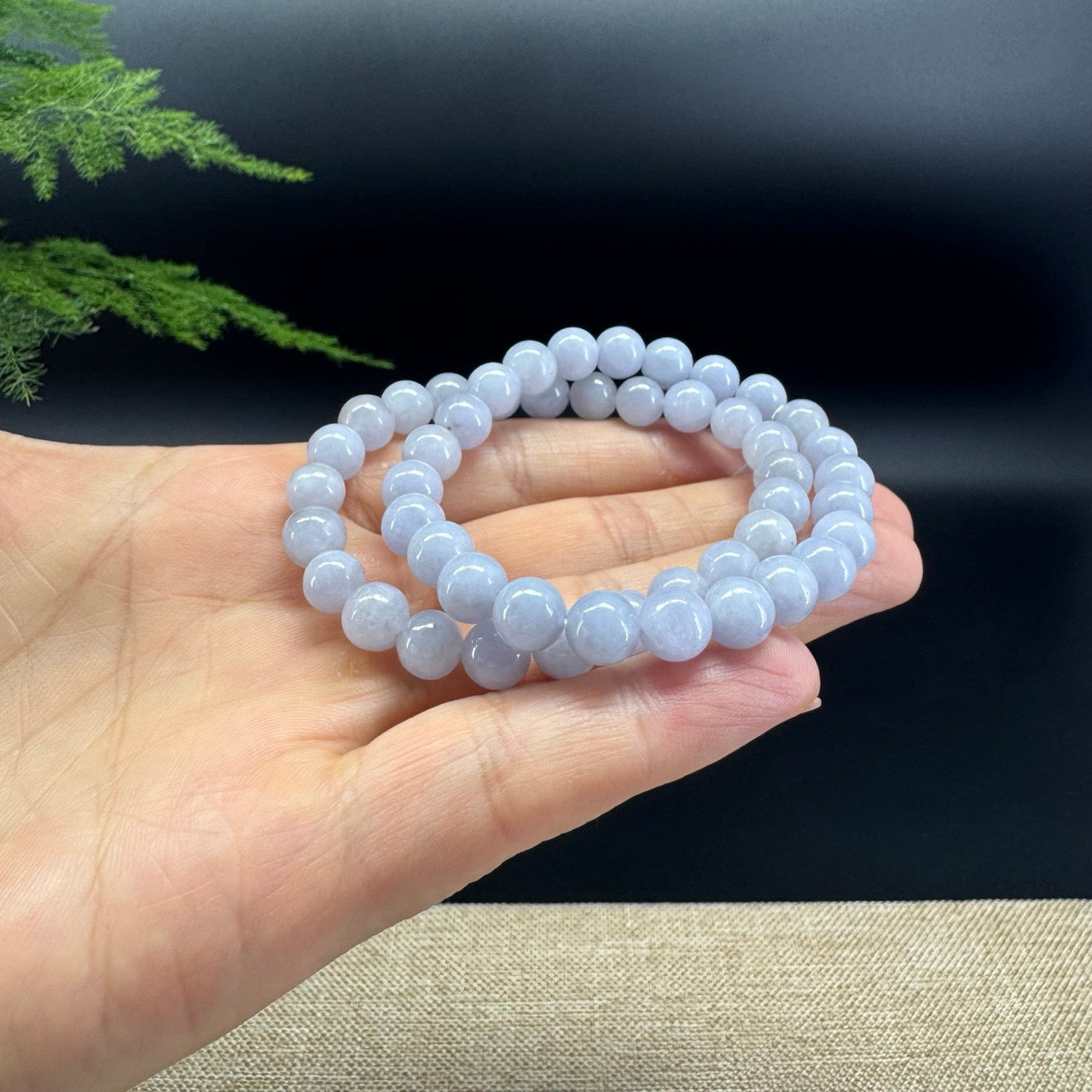 Natural Jadeite Jade Round Lavender Beads Bracelet (7.5 mm)