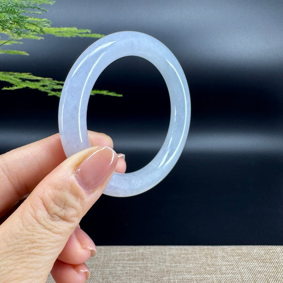 Genuine Burmese Icy Lavender Green Jade Jadeite Bangle Bracelet (53.6mm)