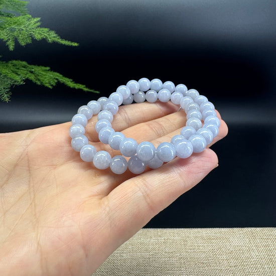 Natural Jadeite Jade Round Lavender Beads Bracelet (7.5 mm)