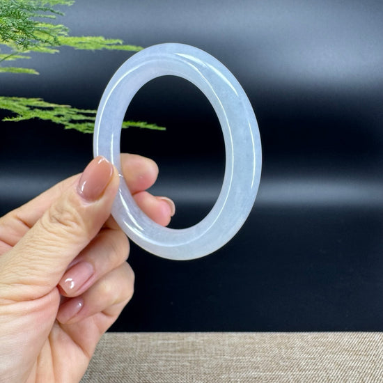 Genuine Burmese Icy Lavender Green Jade Jadeite Bangle Bracelet (53.6mm)