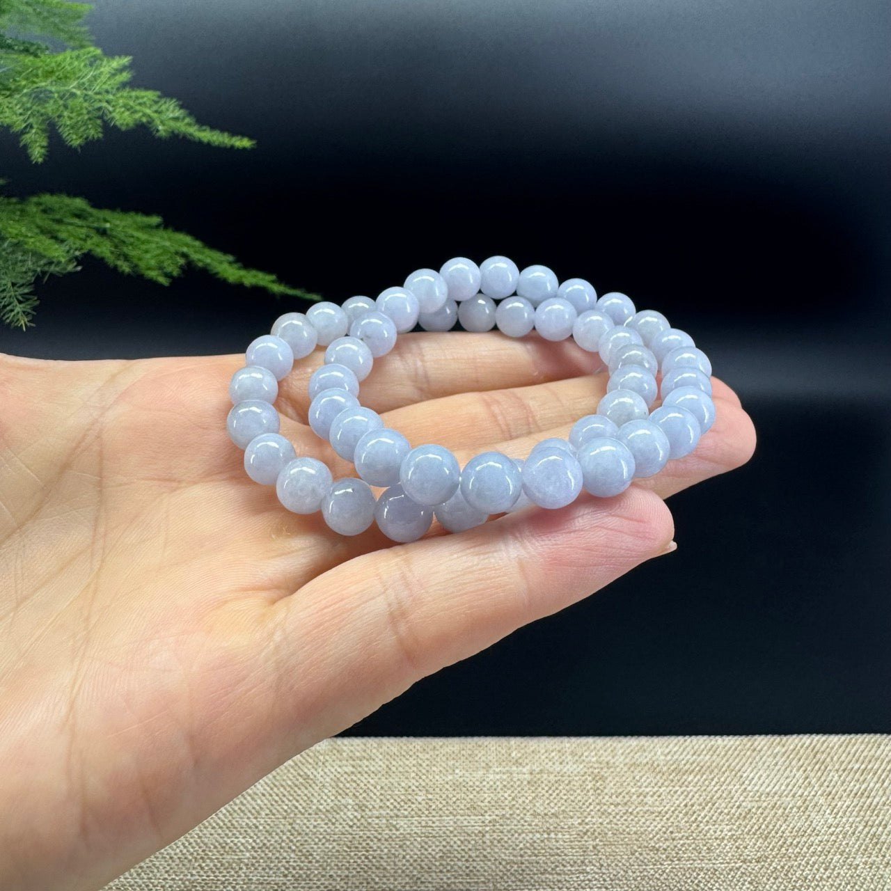 Natural Jadeite Jade Round Lavender Beads Bracelet (7.5 mm)