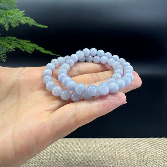 Natural Jadeite Jade Round Lavender Beads Bracelet (7.5 mm)
