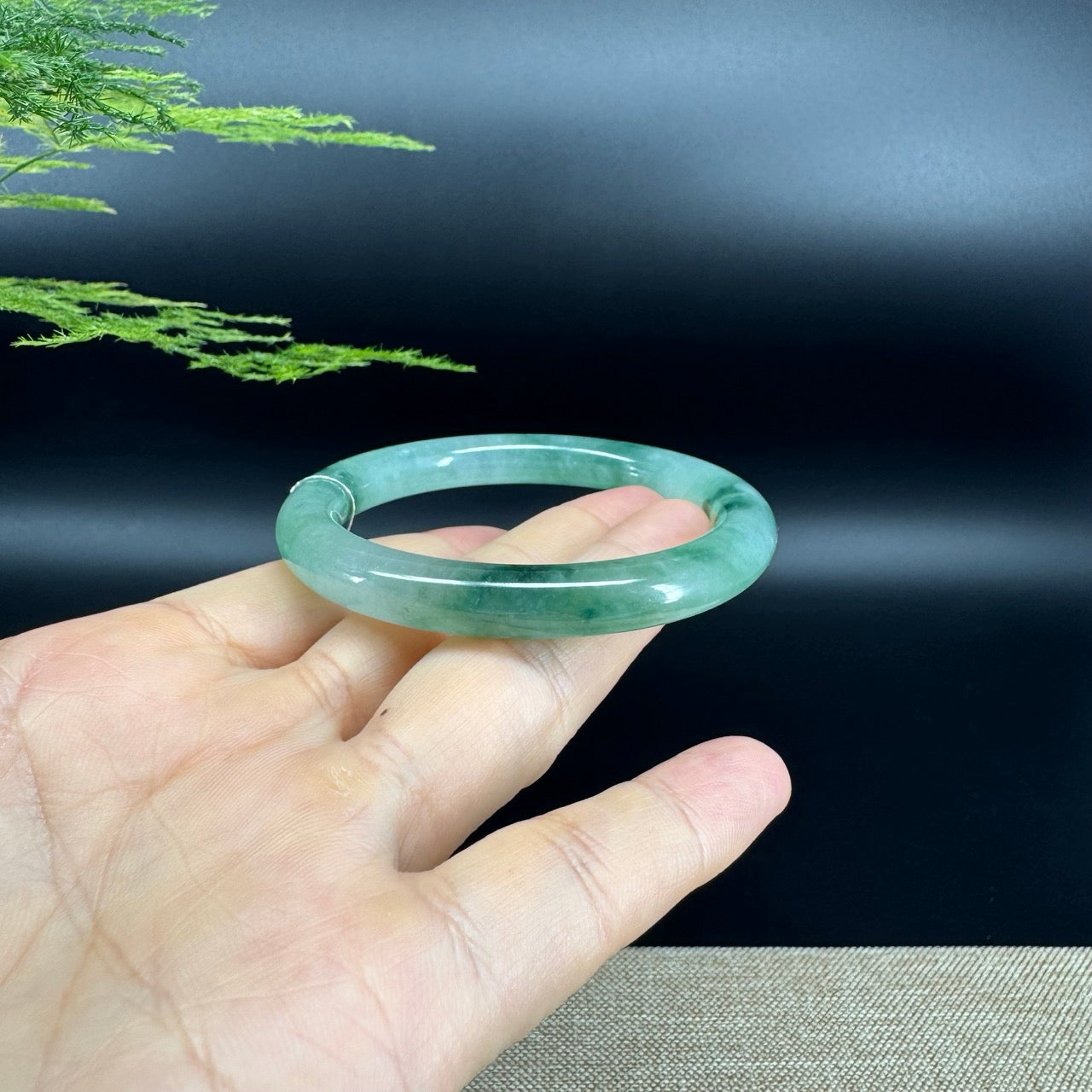 Genuine Burmese Oil Green Jade Jadeite Bangle Bracelet ( 53.6mm )
