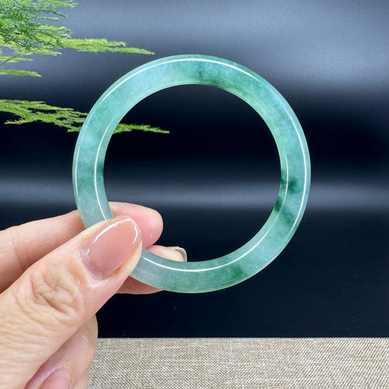 Genuine Burmese Oil Green Jade Jadeite Bangle Bracelet ( 53.6mm )
