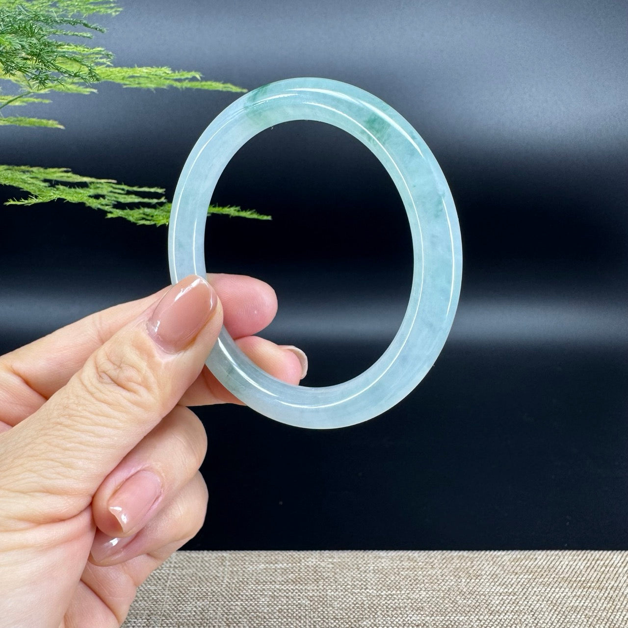 Genuine Burmese Icy Green Jade Jadeite Bangle Bracelet (54.8mm)