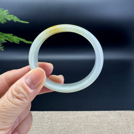 Genuine Burmese Yellow Green Jade Jadeite Bangle Bracelet ( 52.8*47.6mm )