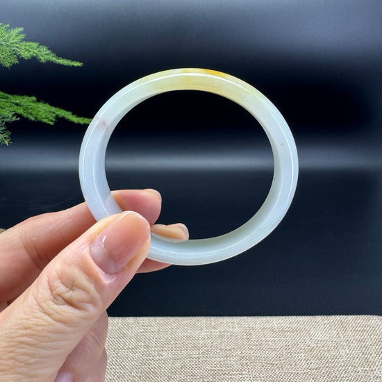 Genuine Burmese Yellow Green Jade Jadeite Bangle Bracelet ( 52.8*47.6mm )
