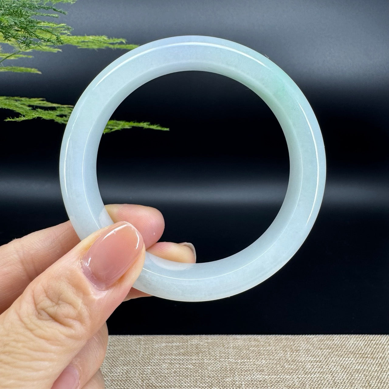 Genuine Burmese Lavender Green Jade Jadeite Bangle Bracelet ( 58.7mm )