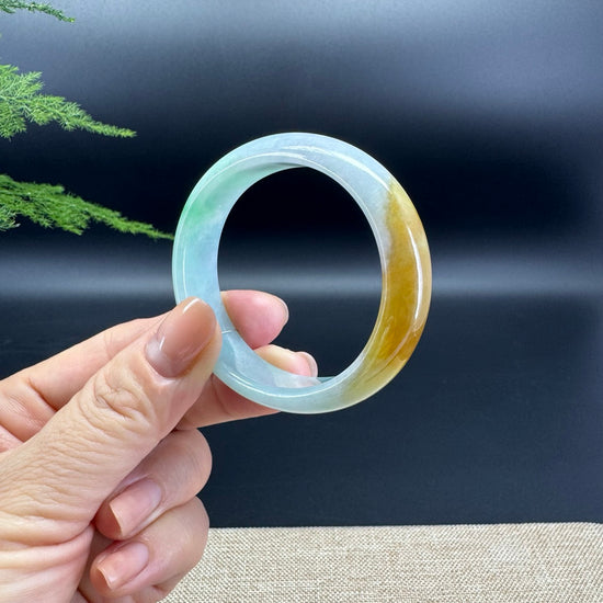 Genuine Burmese Yellow Green Jade Jadeite Bangle Bracelet ( 51.9*45.1mm )