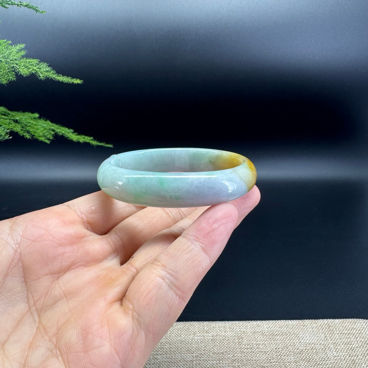 Genuine Burmese Yellow Green Jade Jadeite Bangle Bracelet ( 51.9*45.1mm )