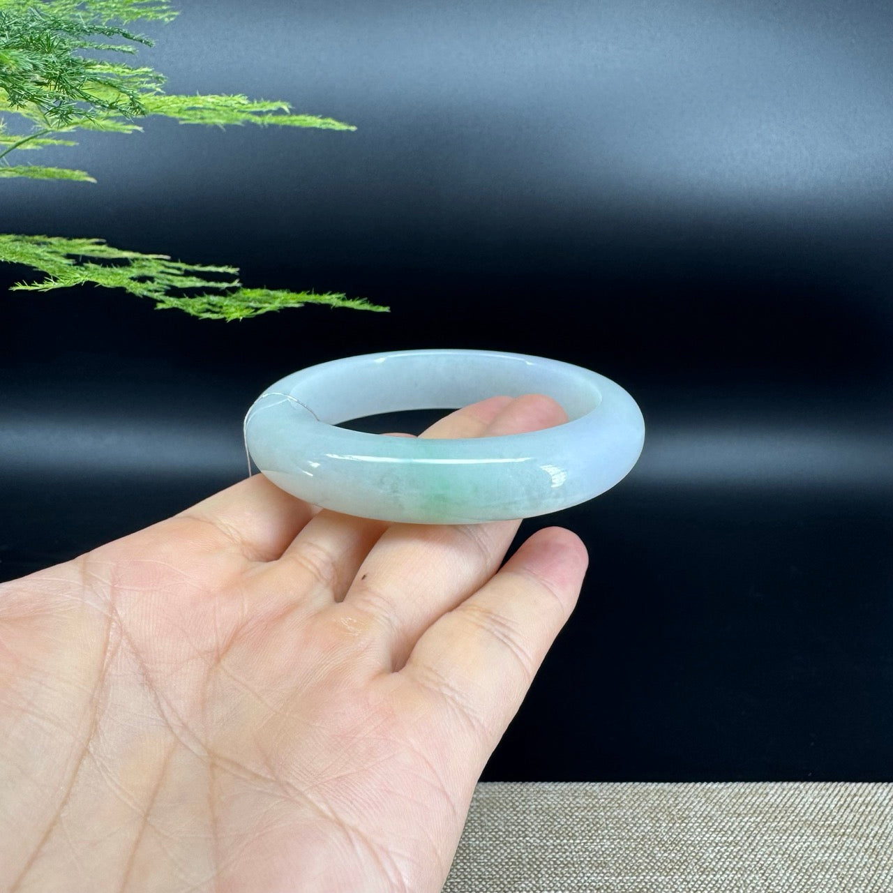 Genuine Burmese Lavender Green Jade Jadeite Bangle Bracelet ( 58.7mm )