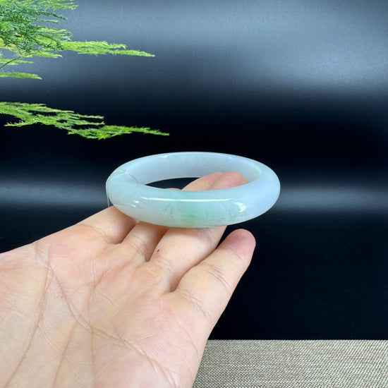 Genuine Burmese Lavender Green Jade Jadeite Bangle Bracelet ( 58.7mm )