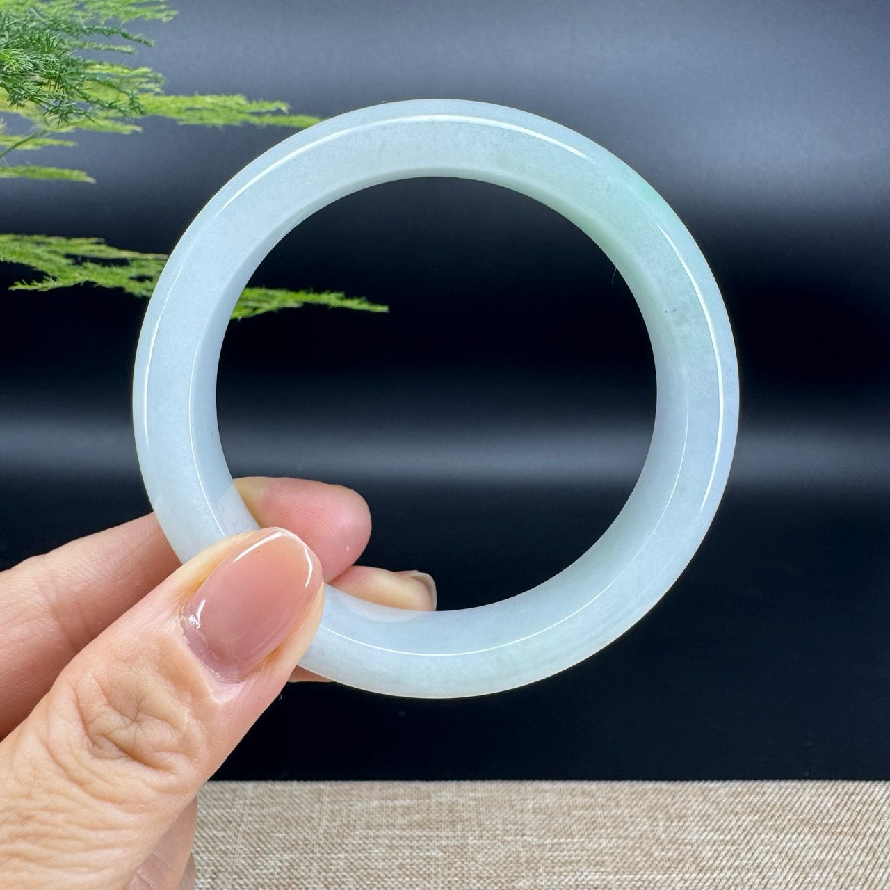 Genuine Burmese Lavender Green Jade Jadeite Bangle Bracelet ( 58.7mm )