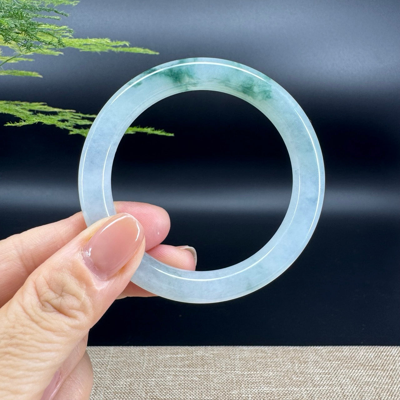 Genuine Burmese Icy Green Jade Jadeite Bangle Bracelet (52.1mm)