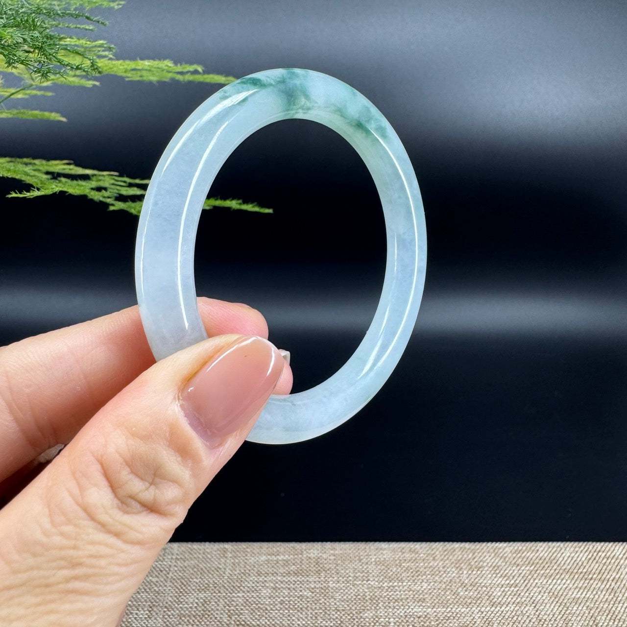 Genuine Burmese Icy Green Jade Jadeite Bangle Bracelet (52.1mm)