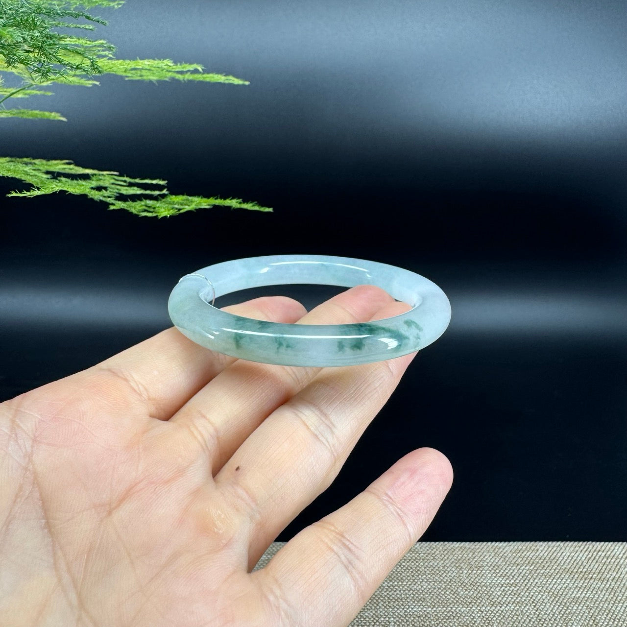 Genuine Burmese Icy Green Jade Jadeite Bangle Bracelet (52.1mm)