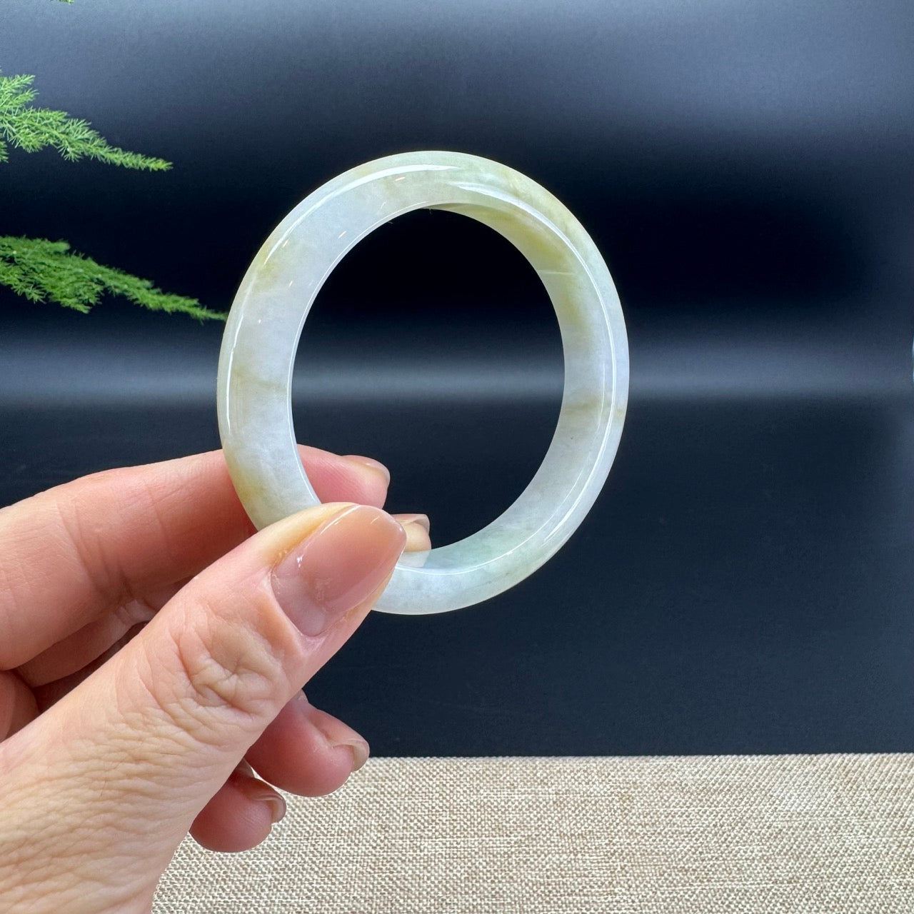 Genuine Burmese Yellow Green Jade Jadeite Bangle Bracelet ( 52.7mm )
