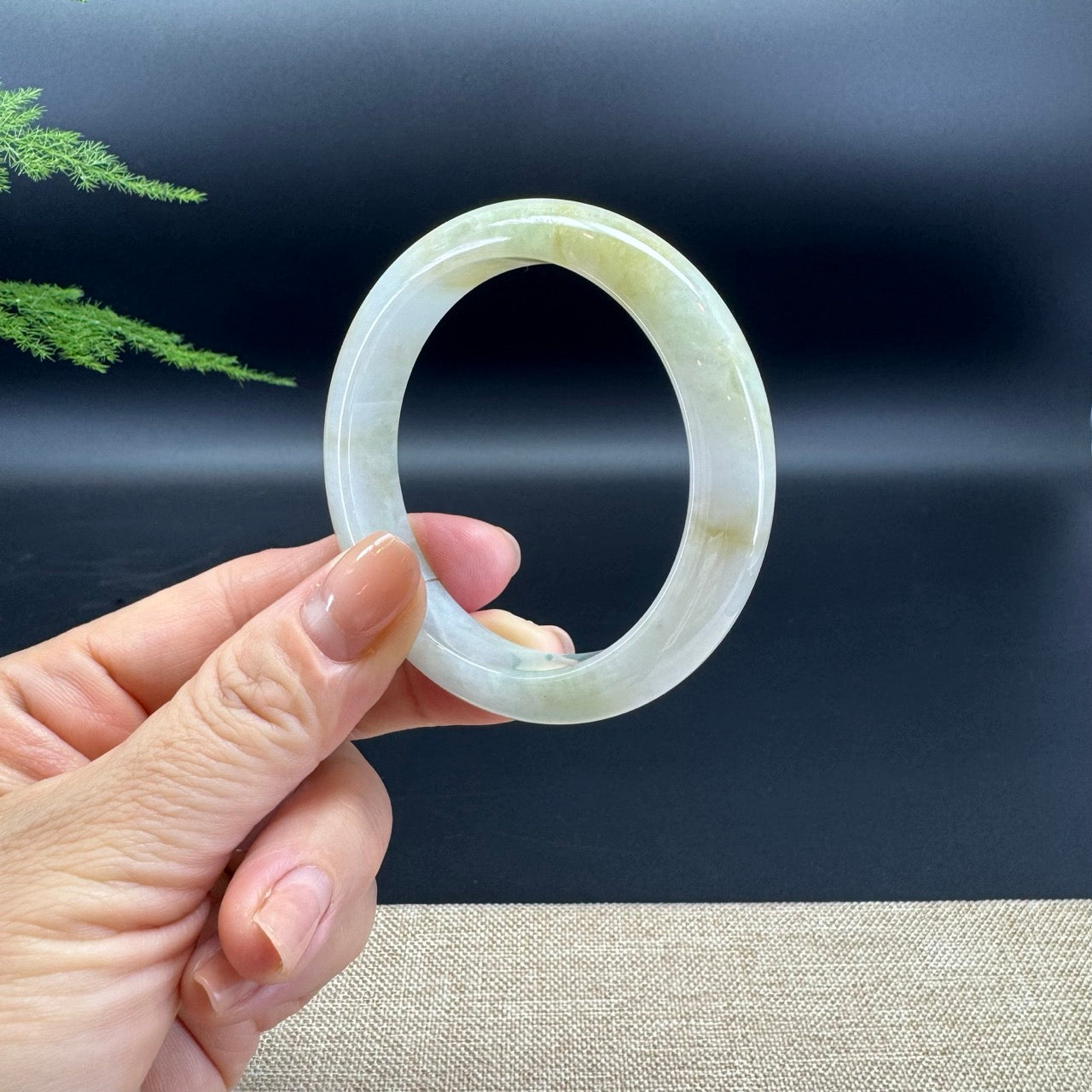 Genuine Burmese Yellow Green Jade Jadeite Bangle Bracelet ( 52.7mm )