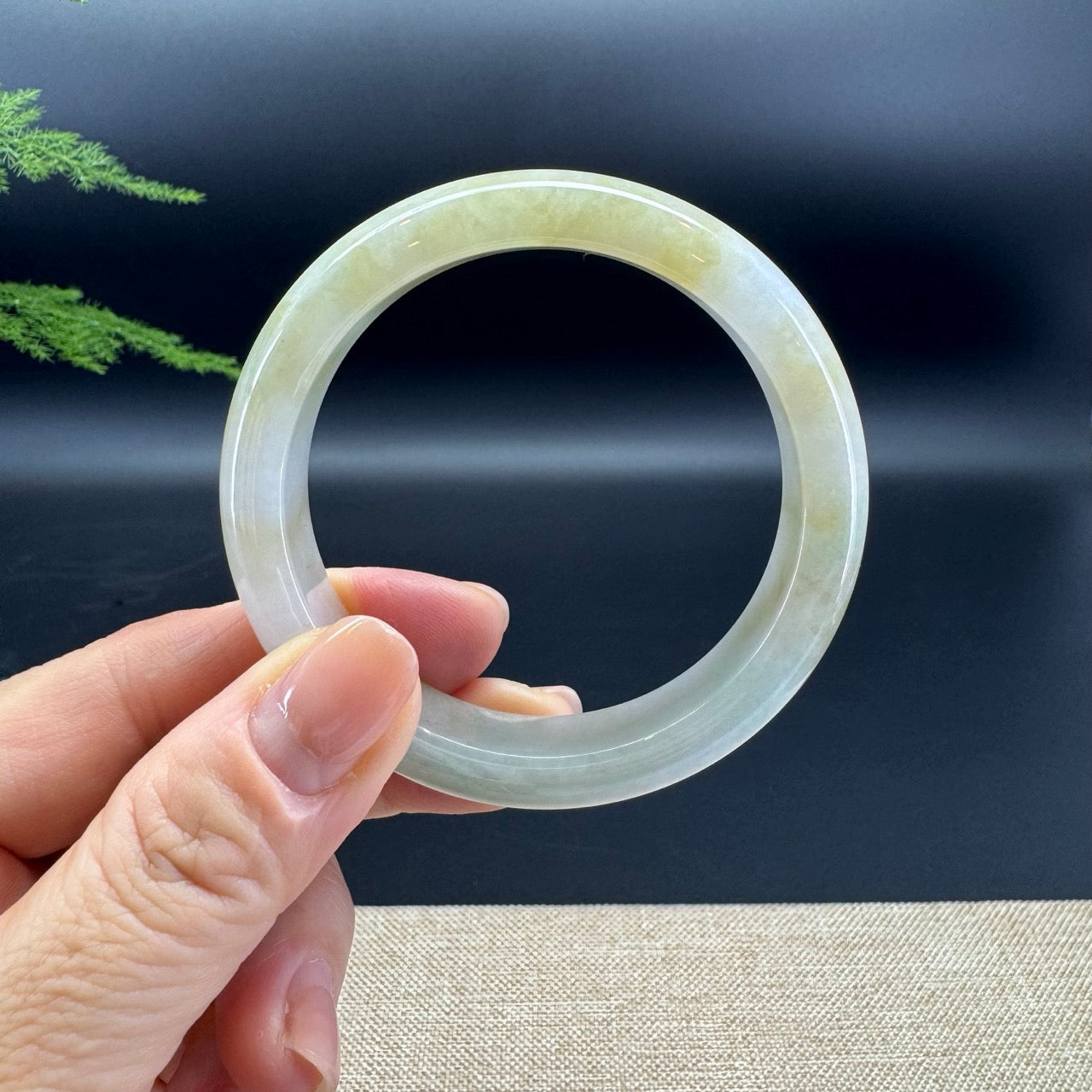 Genuine Burmese Yellow Green Jade Jadeite Bangle Bracelet ( 52.7mm )