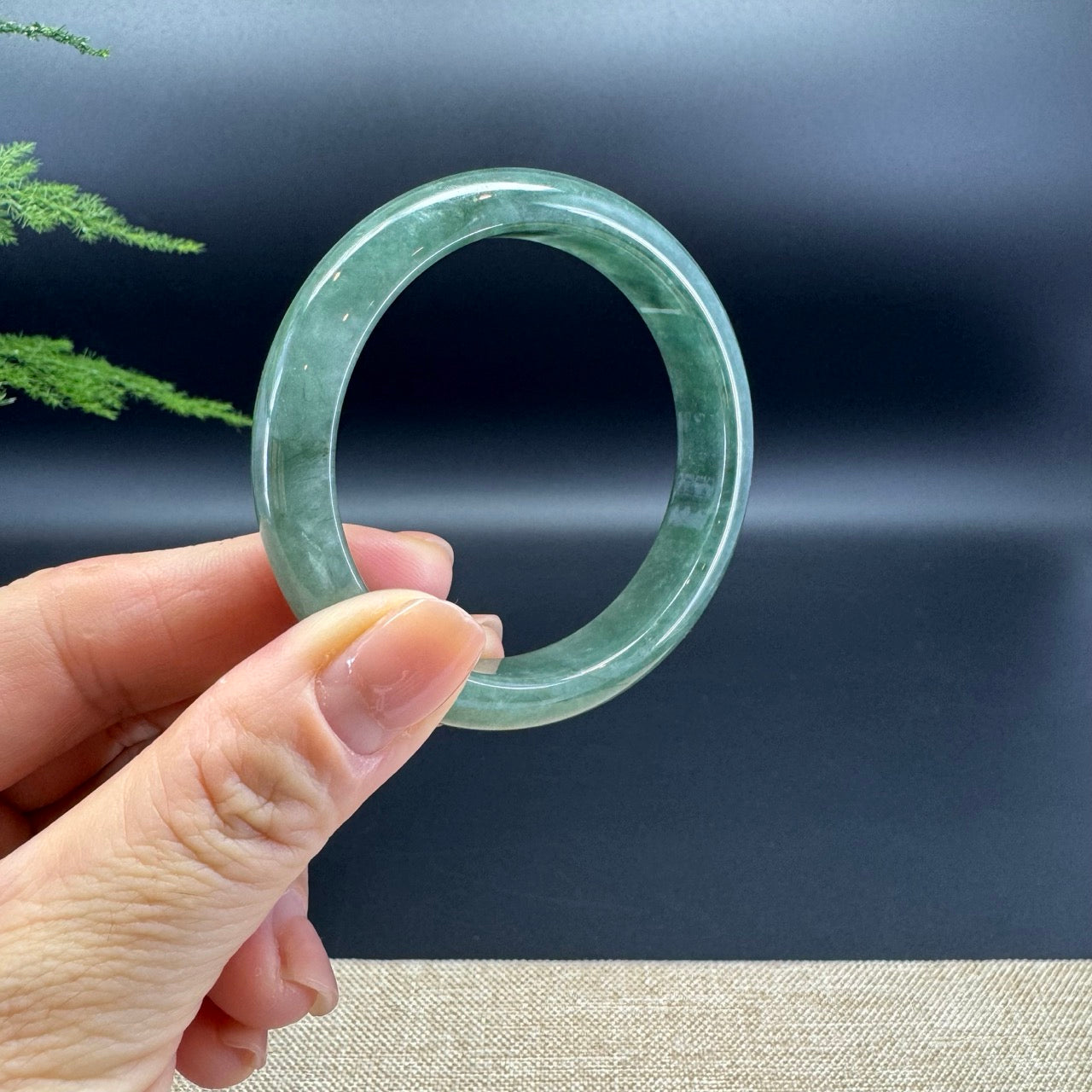 Genuine Burmese Oil Green Jade Jadeite Bangle Bracelet (51.5mm)