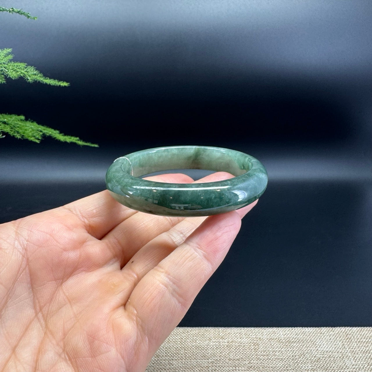 Genuine Burmese Oil Green Jade Jadeite Bangle Bracelet (51.5mm)