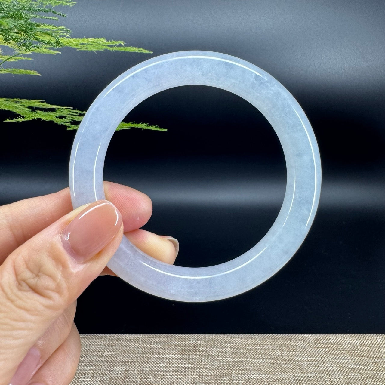 Genuine Burmese Icy Lavender Green Jade Jadeite Bangle Bracelet (54.8mm)