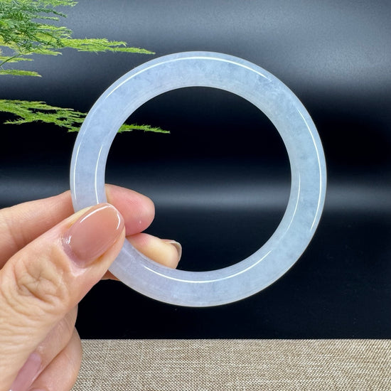 Genuine Burmese Icy Lavender Green Jade Jadeite Bangle Bracelet (54.8mm)