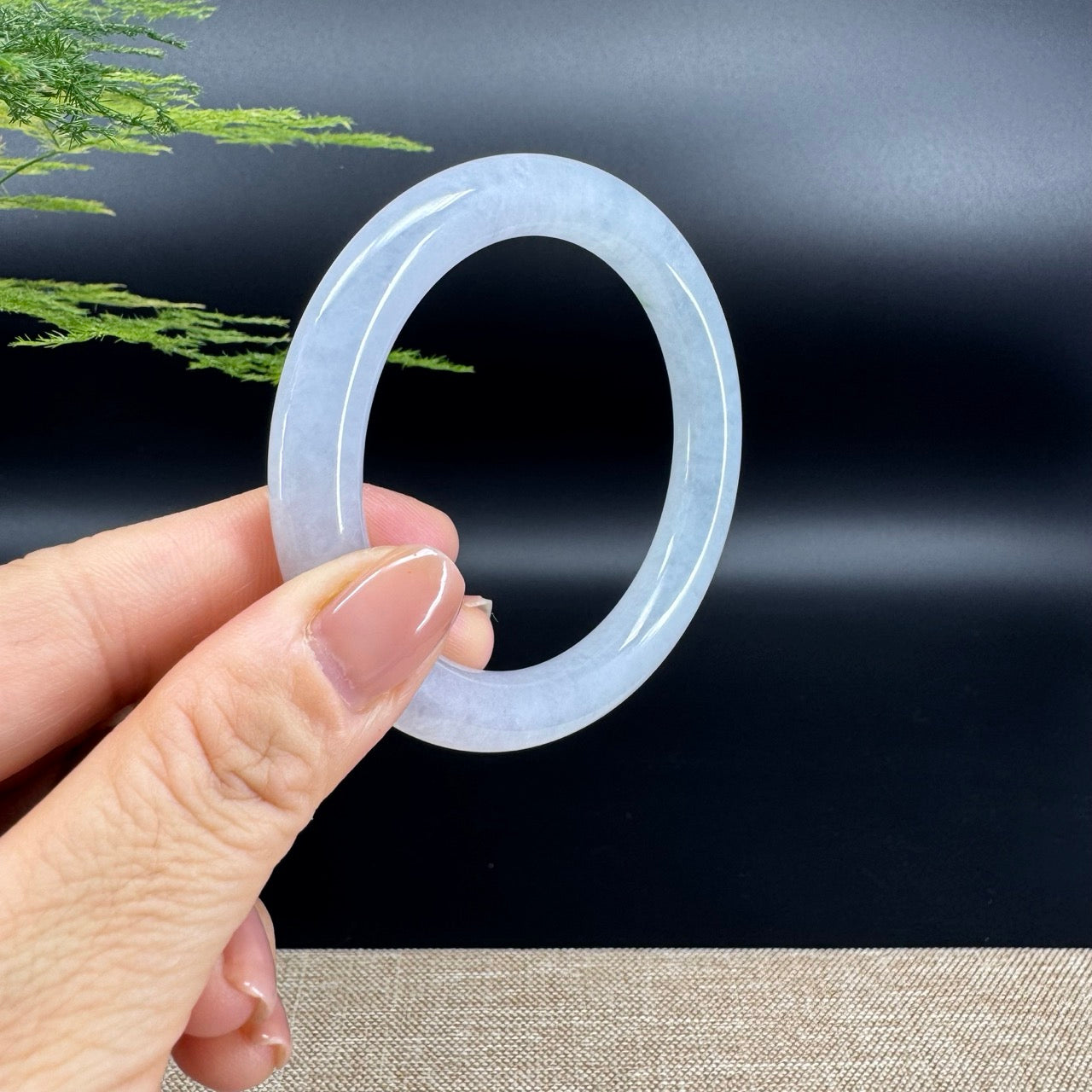 Genuine Burmese Icy Lavender Green Jade Jadeite Bangle Bracelet (54.8mm)