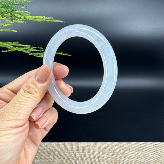 Genuine Burmese Icy Lavender Green Jade Jadeite Bangle Bracelet (54.8mm)